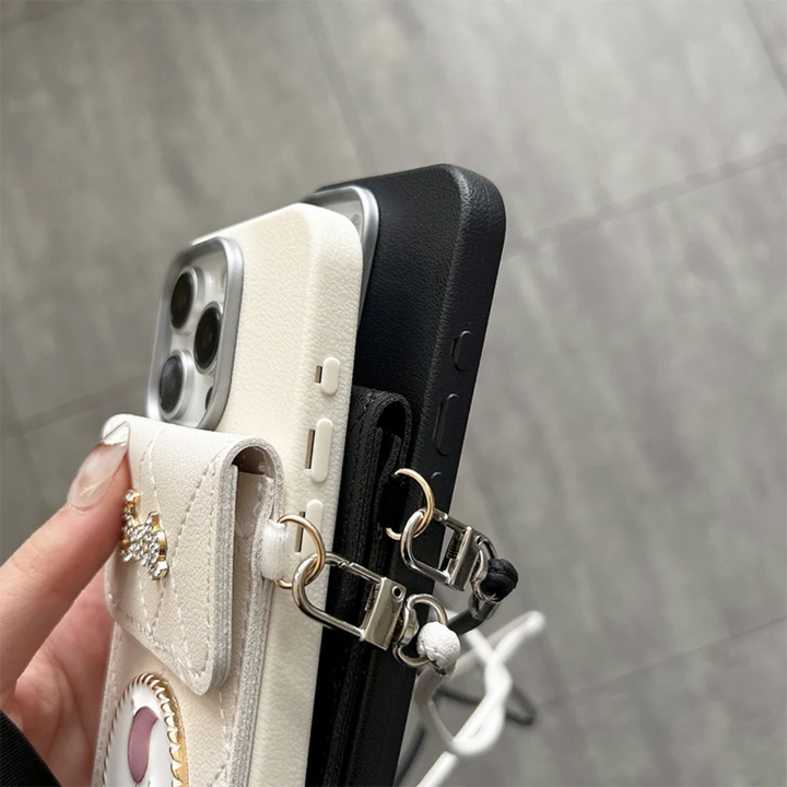Metal Tulip Crossbody Purse Card Holder Pu Leather Fashion Silicone Tpu Mobile Phone Cases for iPhone 17 Promax 15 Plus 13 12 14