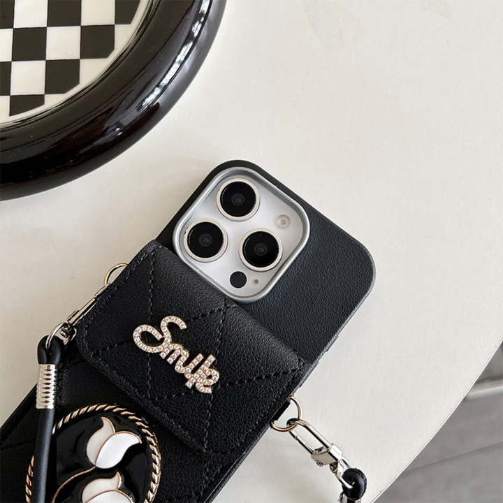 Metal Tulip Crossbody Purse Card Holder Pu Leather Fashion Silicone Tpu Mobile Phone Cases for iPhone 17 Promax 15 Plus 13 12 14