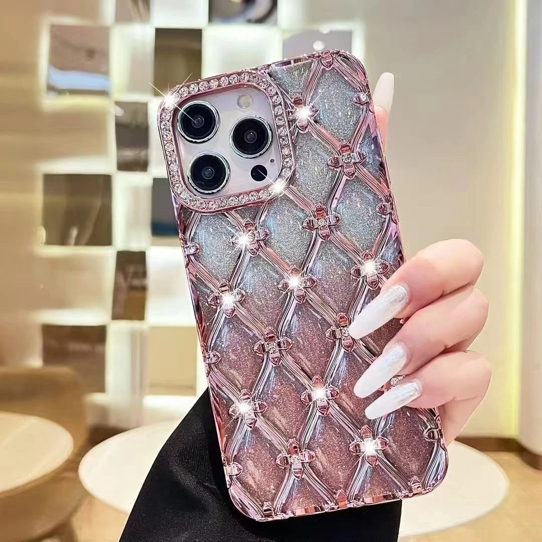 Gradient Electroplated Flower Bling Diamond Mobile Phone