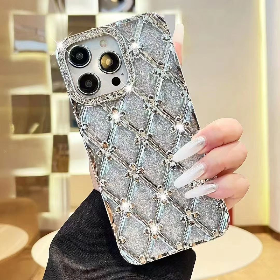 Gradient Electroplated Flower Bling Diamond Mobile Phone