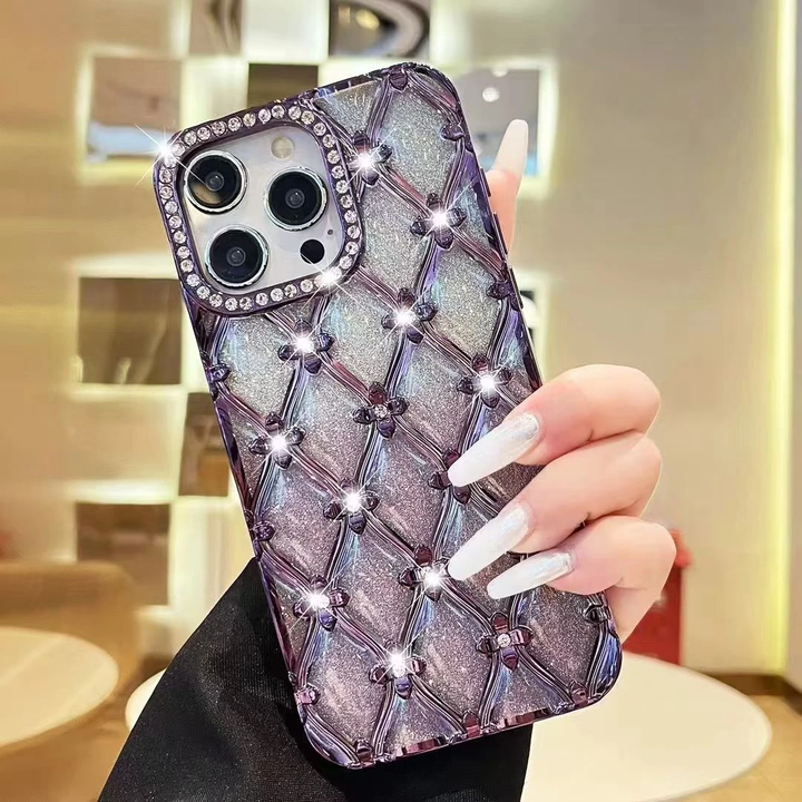 Gradient Electroplated Flower Bling Diamond Mobile Phone