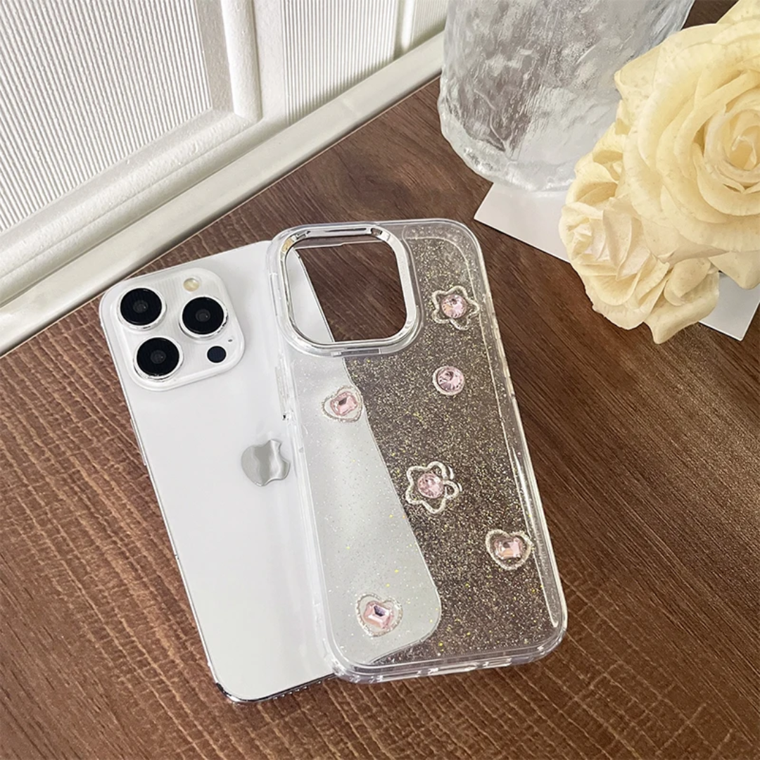 Rhinestone Bowknot Pearl Transparent Glitter Korean Ins Style Women's Phone Case