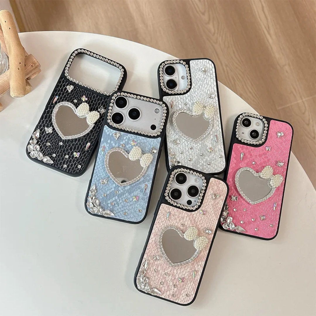 Bowknot Rhinestone Love Mirror Phone case