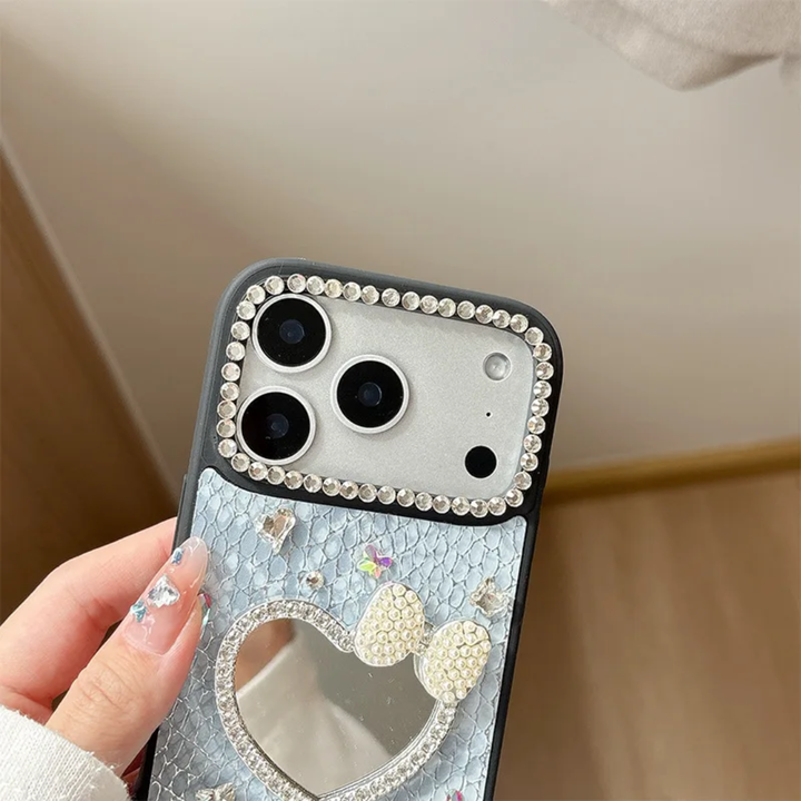 Bowknot Rhinestone Love Mirror Phone case