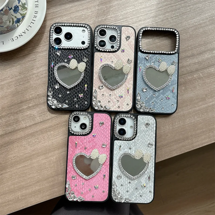 Bowknot Rhinestone Love Mirror Phone case