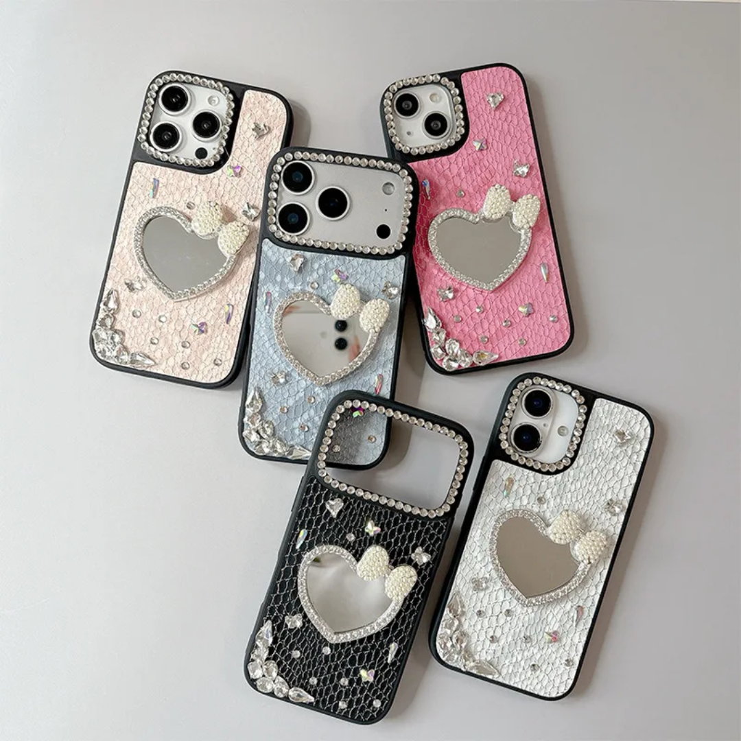 Bowknot Rhinestone Love Mirror Phone case
