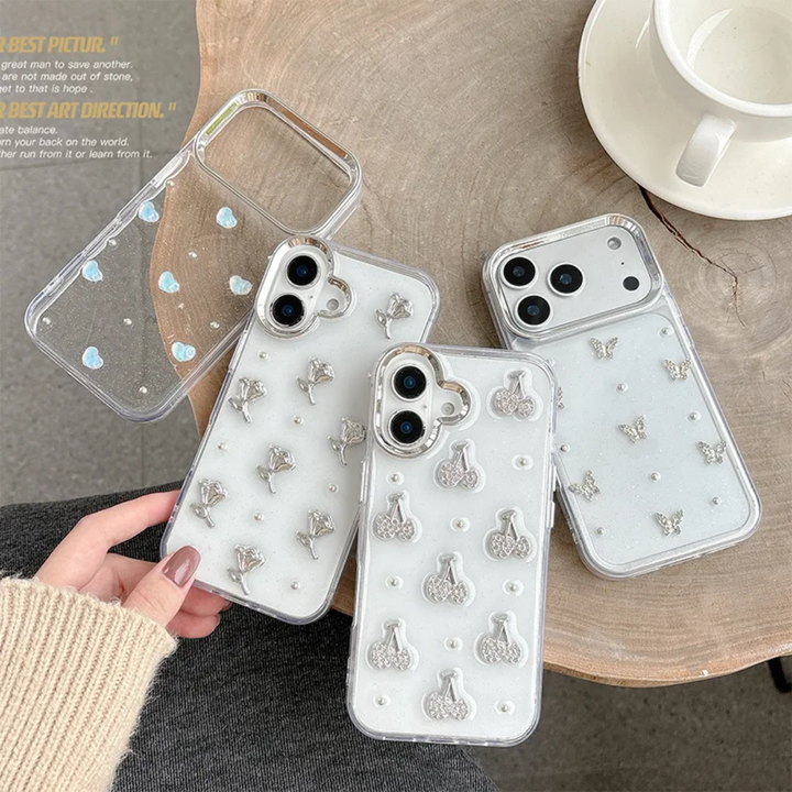 Cherry Butterfly Heart Flower TPU Phone Case