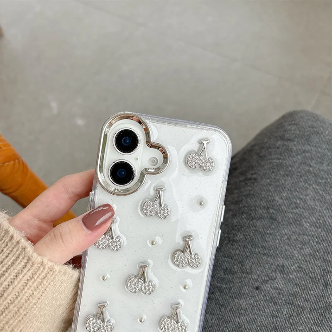 Cherry Butterfly Heart Flower TPU Phone Case