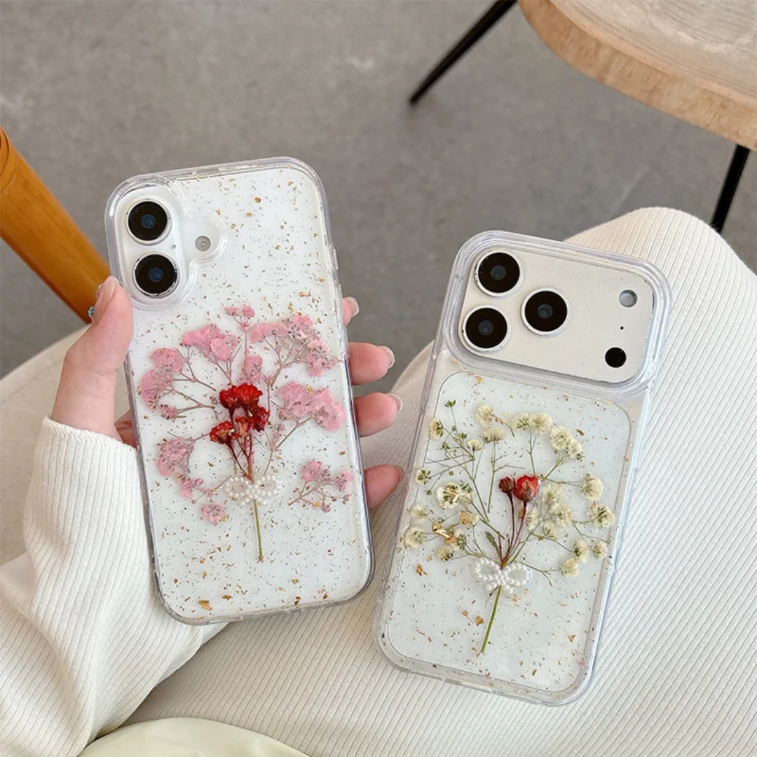 Korean Style Transparent Epoxy Flower Bow Phone Case