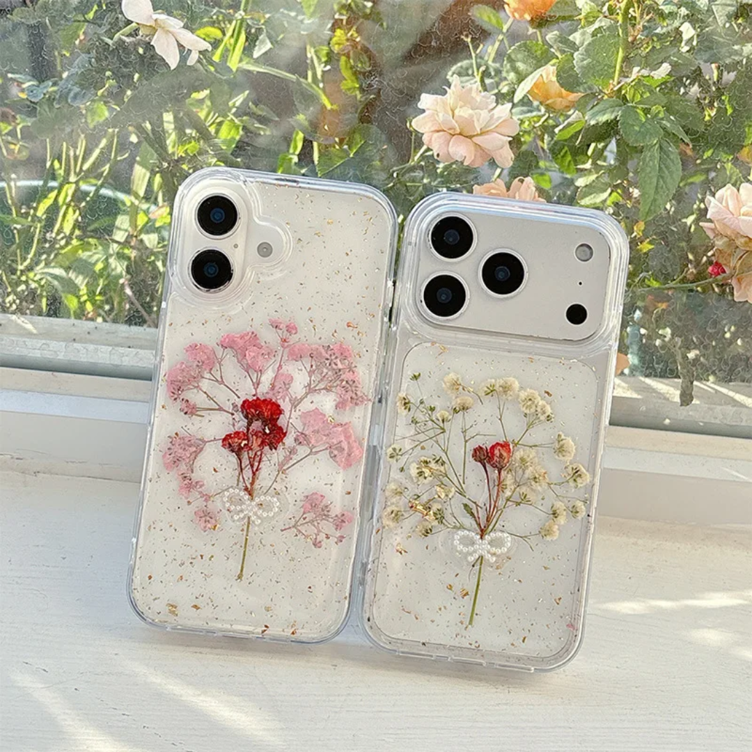 Korean Style Transparent Epoxy Flower Bow Phone Case