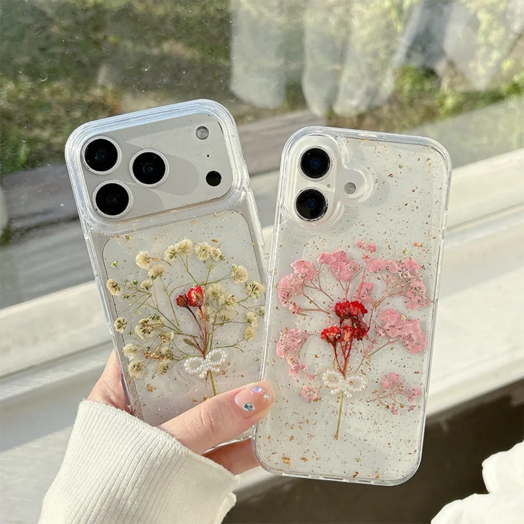 Korean Style Transparent Epoxy Flower Bow Phone Case