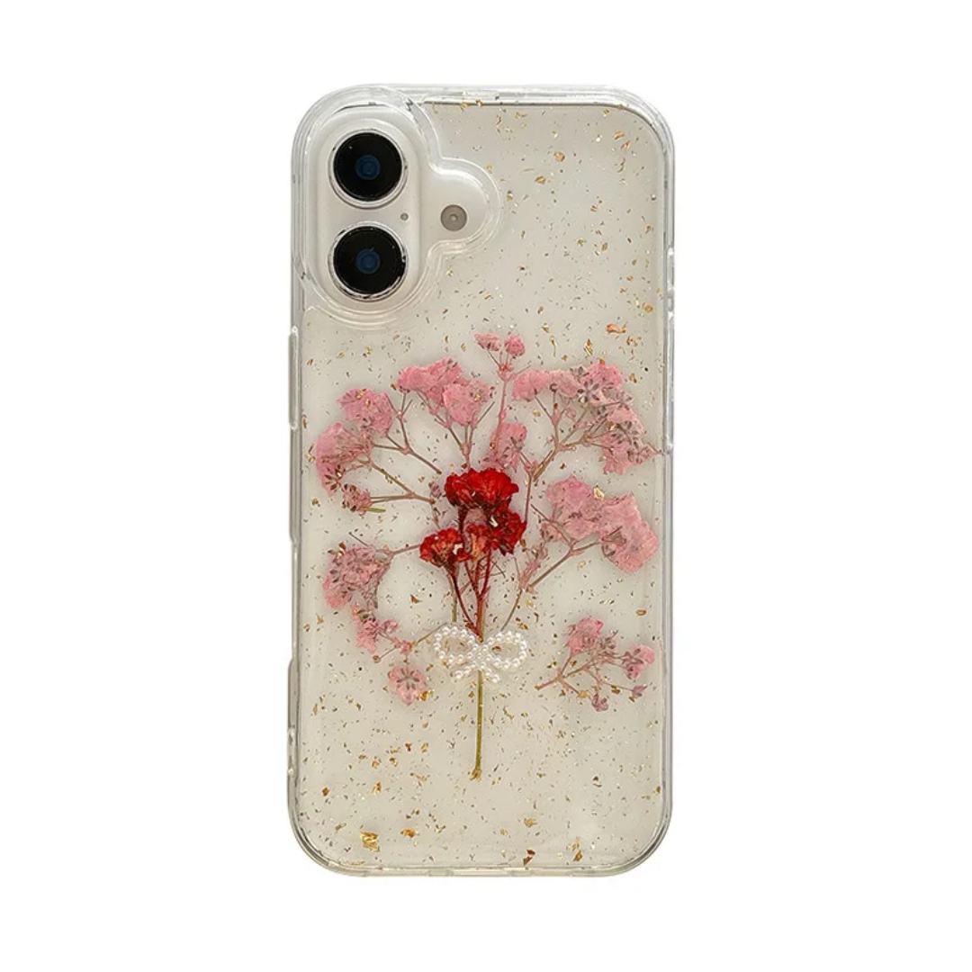Korean Style Transparent Epoxy Flower Bow Phone Case