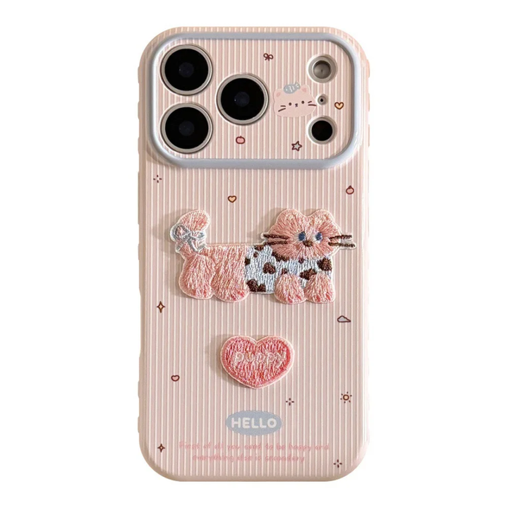 Embroidered Cat Cartoon Phone Case C